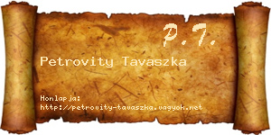 Petrovity Tavaszka névjegykártya